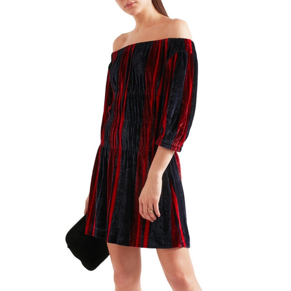 Sonia Rykiel off-the-shoulder striped velvet mini